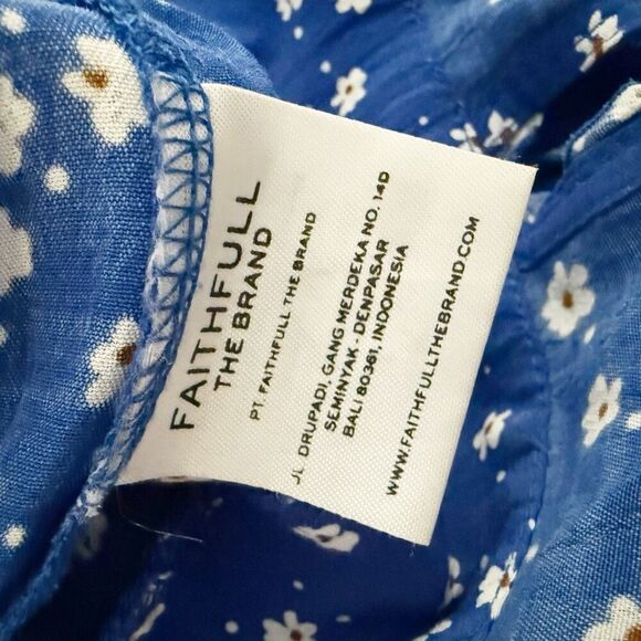 FAITHFULL THE BRAND | La Villa Blue Floral Print Wide-Leg Jumpsuit | Size 6 - Picture 12 of 13